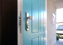 ADLO - Exteriérové Termo dvere TEDUO, profilový design F155, povrch dverí RAL 6034 tyrkysová farba