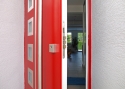 ADLO - Exteriérové Termo dvere Kasim, Presklené PS552, dvojfarebné, Madlo zvislé Oblé